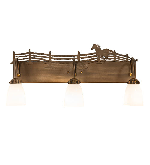 27" Wide Running Horses 3 Lt Vanity Light