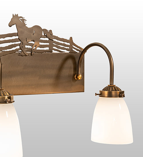 27" Wide Running Horses 3 Lt Vanity Light