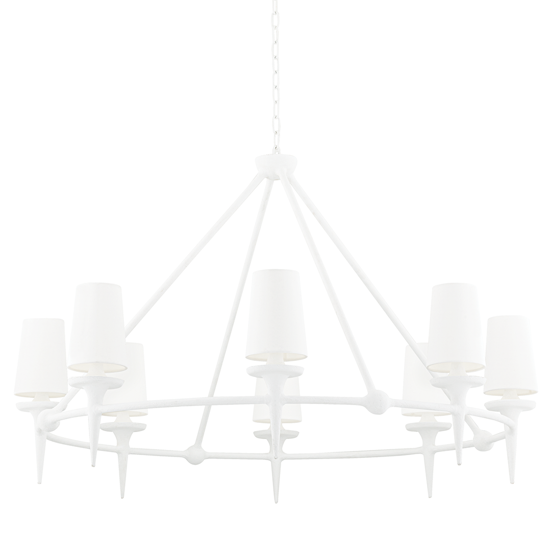 Torch 8 Light Chandelier - White Plaster