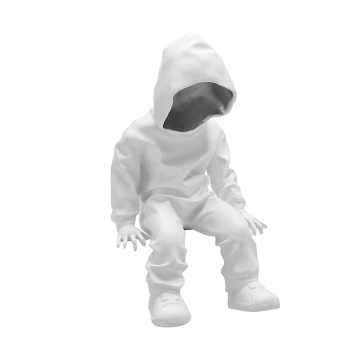 Cool Dude with Hoodie Sculpture // White & Chrome