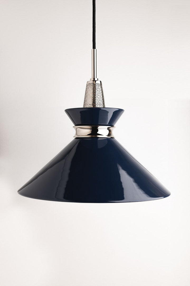 Kiki Pendant 15" - Polished Nickel/Navy