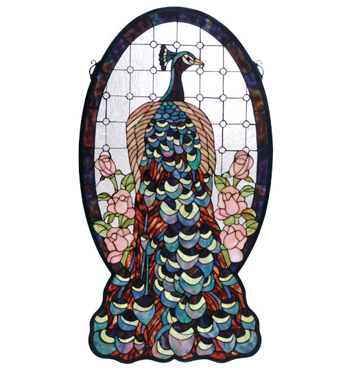 20"W X 38"H Peacock Profile Stained Glass Window