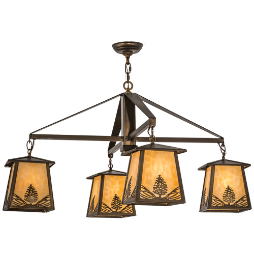 38"W Stillwater Mountain Pine 4 Lt Chandelier