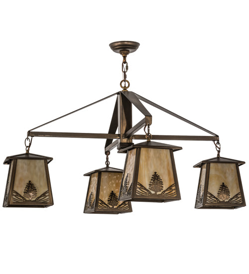 38"W Stillwater Mountain Pine 4 Lt Chandelier