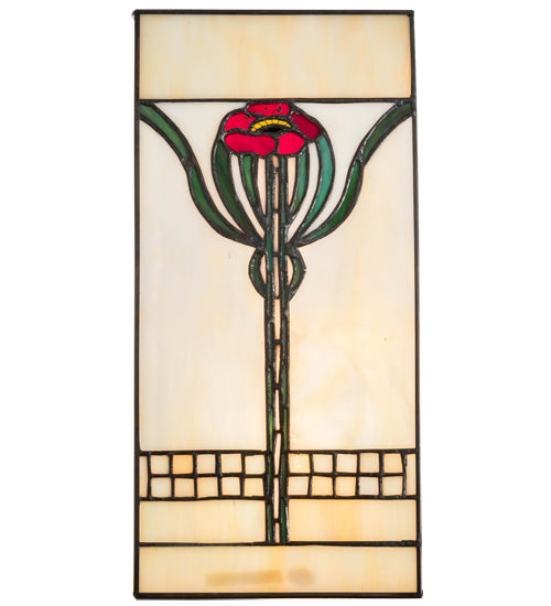 6" Wide X 12" High Poppy Stained Glass Window