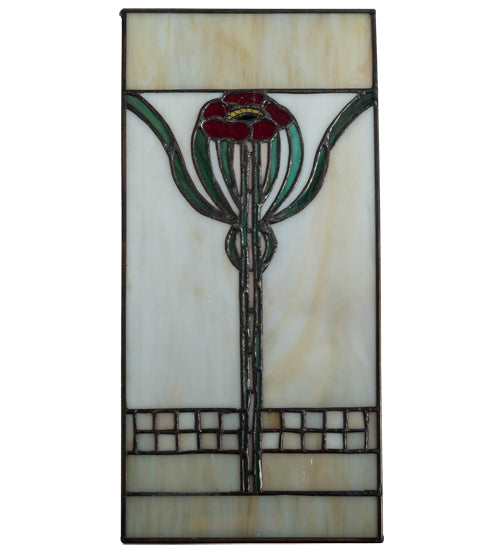 6" Wide X 12" High Poppy Stained Glass Window