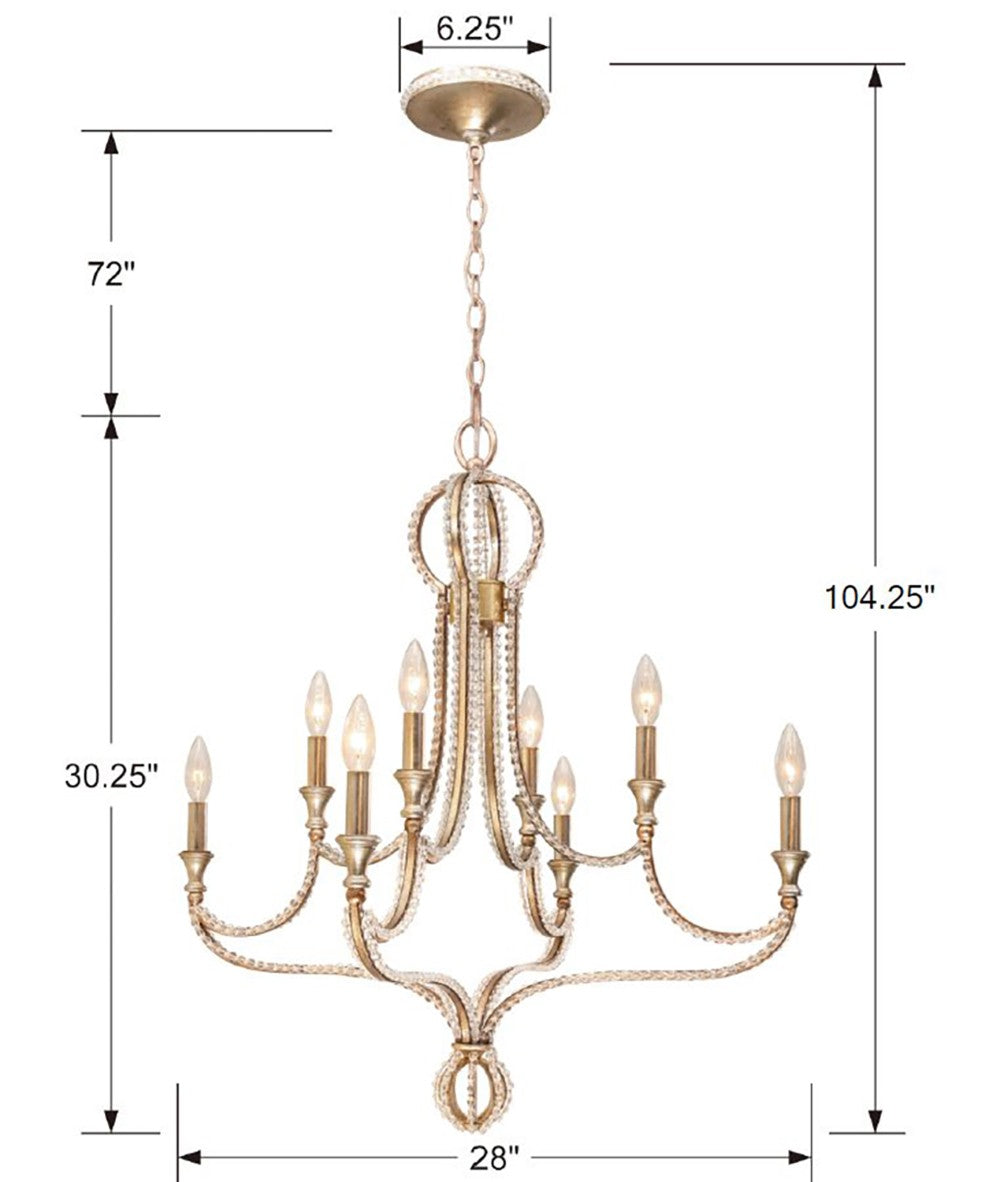 Crystorama Garland 8 Light Crystal Bead Distressed Twilight Chandelier