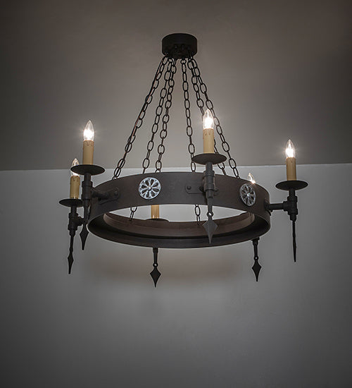 34" Wide Warwick 6 Lt Chandelier