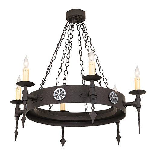 34" Wide Warwick 6 Lt Chandelier