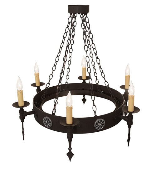 34" Wide Warwick 6 Lt Chandelier