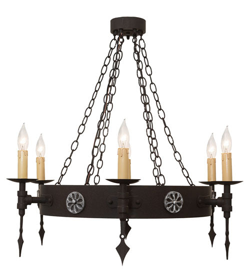 34" Wide Warwick 6 Lt Chandelier