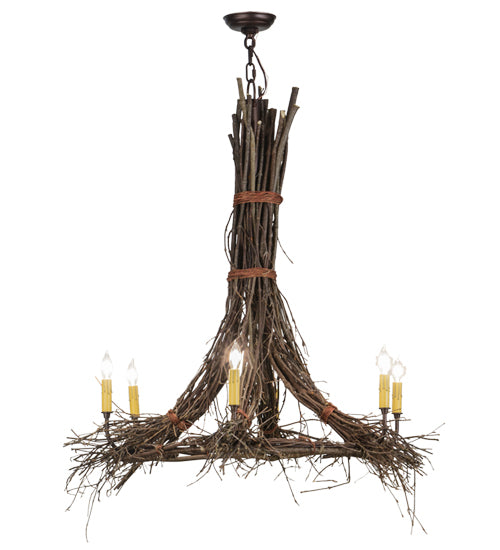 36"W Twigs 6 Lt Chandelier