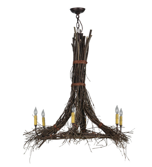 36"W Twigs 6 Lt Chandelier