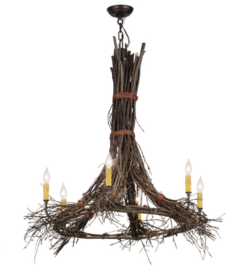 36"W Twigs 6 Lt Chandelier