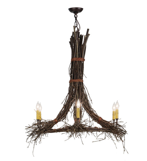 36"W Twigs 6 Lt Chandelier