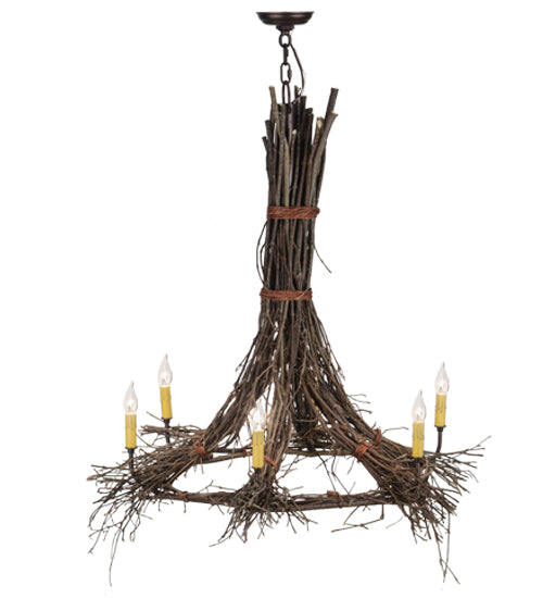 36"W Twigs 6 Lt Chandelier