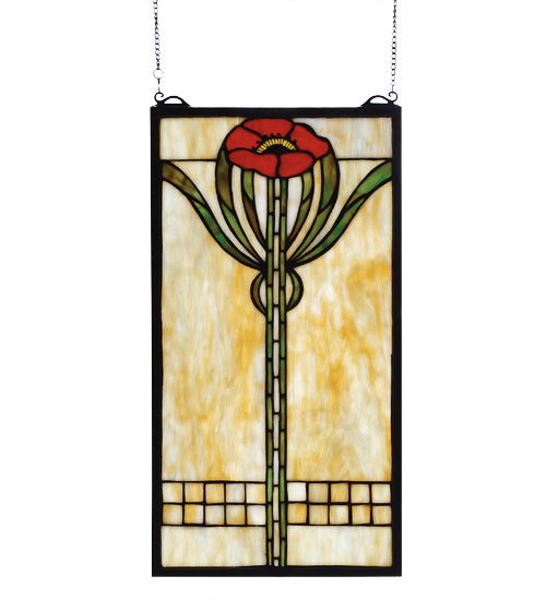 11"W X 20"H Parker Poppy Stained Glass Window