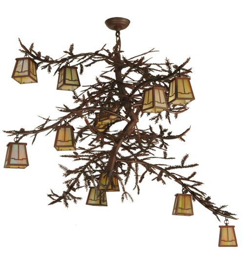 48"W Pine Branch Valley View 12 Lt Chandelier