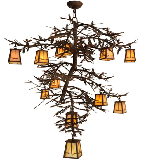 48"W Pine Branch Valley View 12 Lt Chandelier