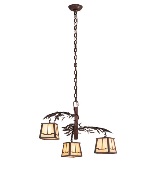 28" Wide Pine Branch Valley View 3 Light Chandelier