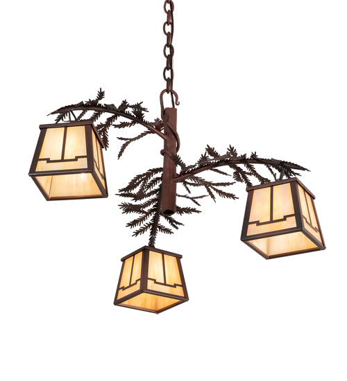 28" Wide Pine Branch Valley View 3 Light Chandelier