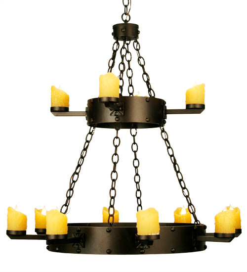 37"W Kingston 12 Lt Two Tier Chandelier