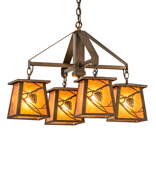 28" Wide Whispering Pines 4 Light Chandelier