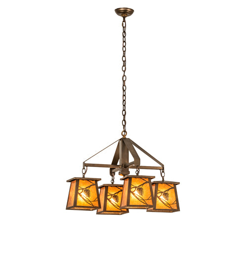 28" Wide Whispering Pines 4 Light Chandelier