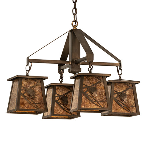 28" Wide Whispering Pines 4 Light Chandelier