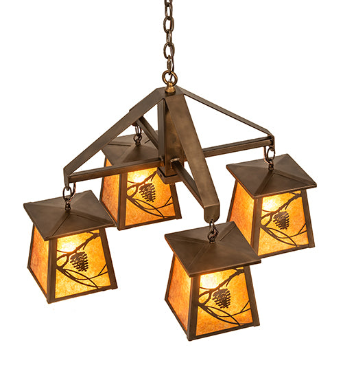 28" Wide Whispering Pines 4 Light Chandelier