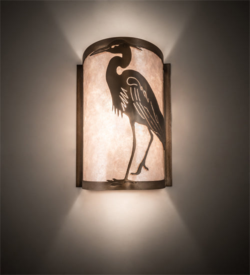 8" Wide Heron Left Wall Sconce