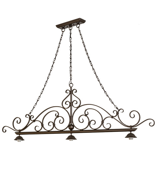 67.5"L Georgia Scroll 3 Lt Island Pendant Hardware