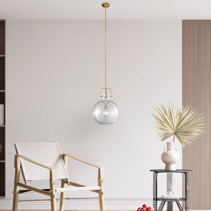 Atlas Crystal & Gold LED 1 Light Pendant