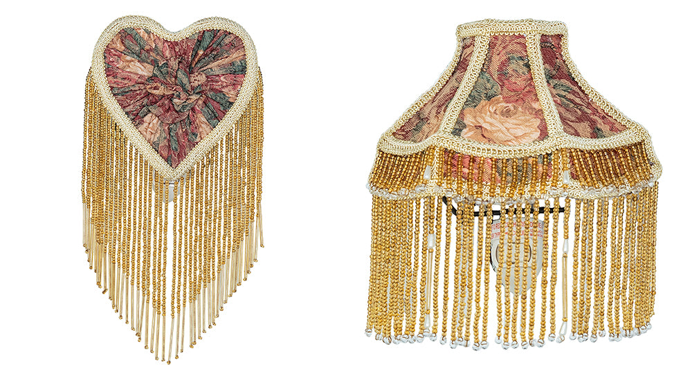 Victorian Fabric Set Of Two Fringed Night Light