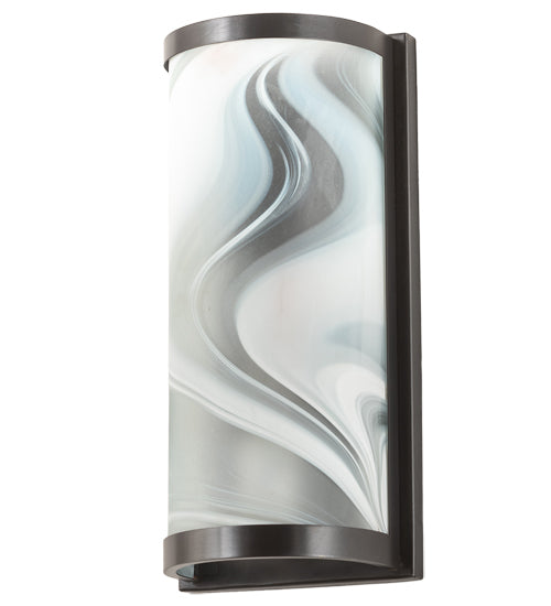 5.75" Wide Cylinder Blanco Swirl Fused Glass Wall Sconce