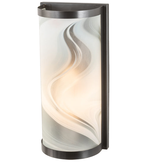 5.75" Wide Cylinder Blanco Swirl Fused Glass Wall Sconce