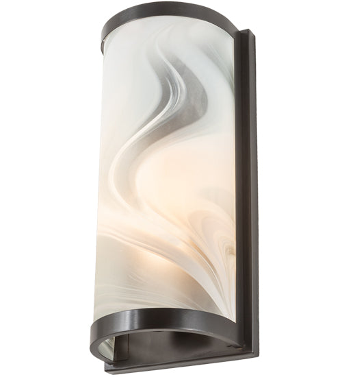 5.75" Wide Cylinder Blanco Swirl Fused Glass Wall Sconce