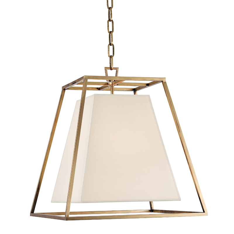 Kyle Pendant White Shade - Aged Brass