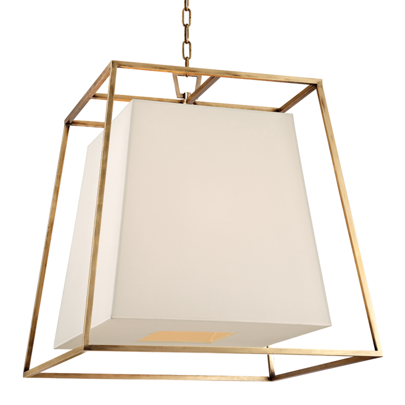 Kyle Chandelier White Shade - Aged Brass