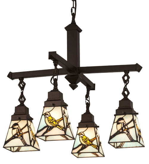 24"W Backyard Friends 4 Lt Chandelier