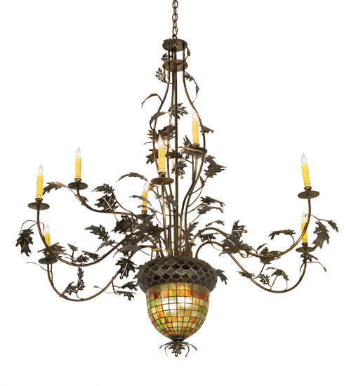 63" Wide Greenbriar Oak 9 Light Chandelier