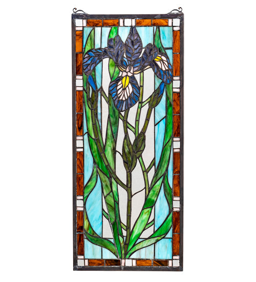 12" Wide X 28" High Iris Stained Glass Window