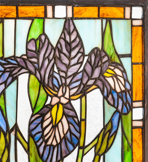 12" Wide X 28" High Iris Stained Glass Window