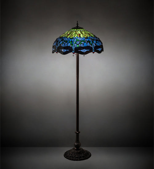 62" High Tiffany Hanginghead Dragonfly Floor Lamp