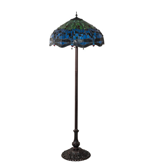 62" High Tiffany Hanginghead Dragonfly Floor Lamp