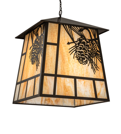 30" Square Stillwater Winter Pine Lantern Pendant