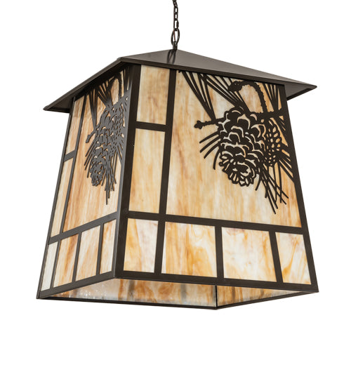 30" Square Stillwater Winter Pine Lantern Pendant