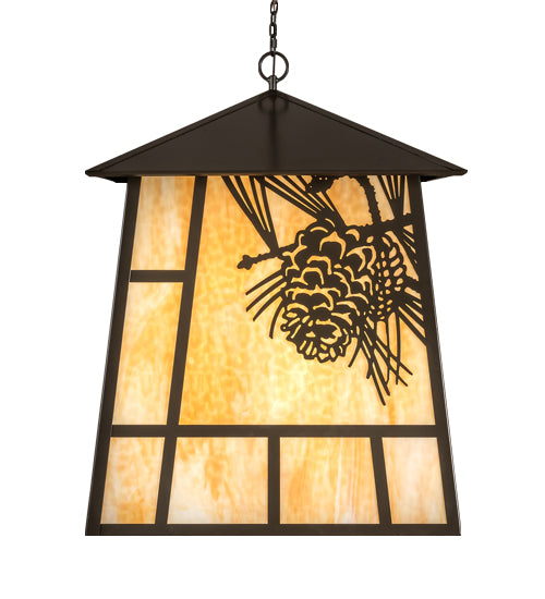 30" Square Stillwater Winter Pine Lantern Pendant