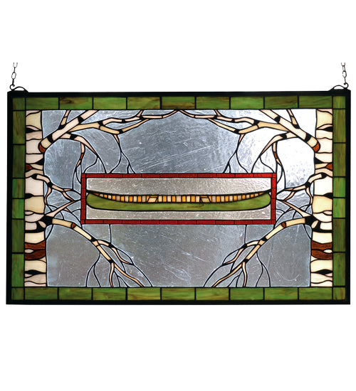 28"W X 18"H North Country Canoe Stained Glass Window