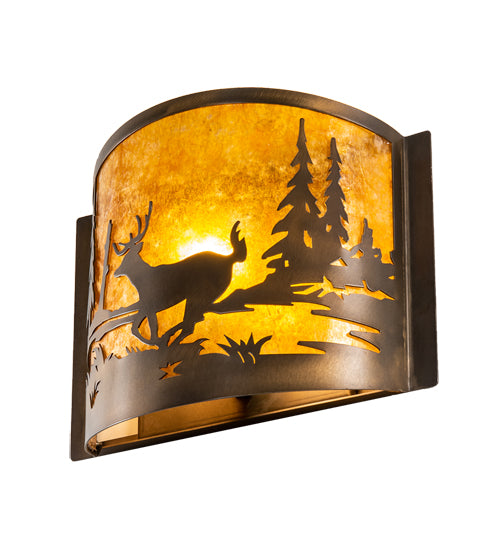 12" Wide Deer At Lake Wall Sconce